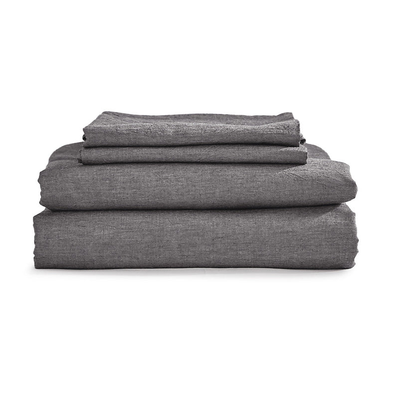 Cosy Club Sheet Set Bed Sheets Set Single Flat Cover Pillow Case Black Essential - Bedzy Australia (ABN 18 642 972 209) - Home & Garden > Bedding