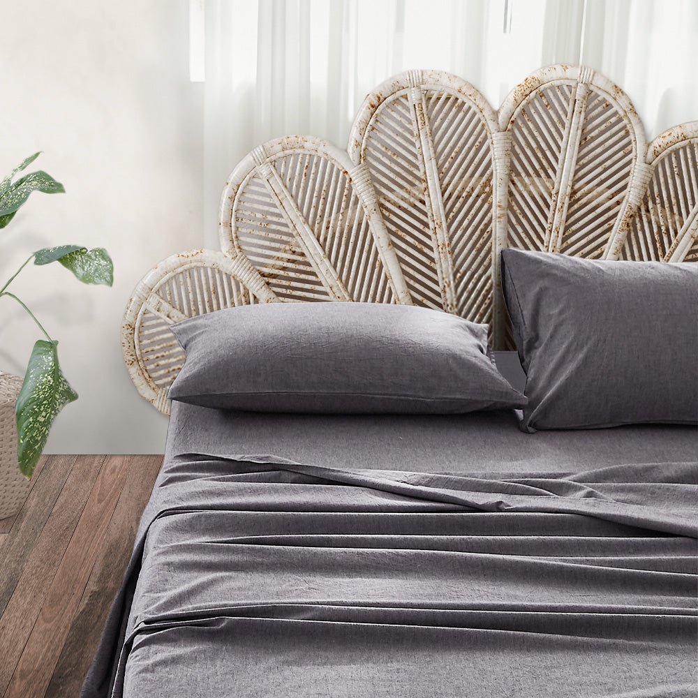 Deluxe Sheet Set Bed Sheets Set Single Flat Cover Pillow Case Black Essential - Bedzy Australia