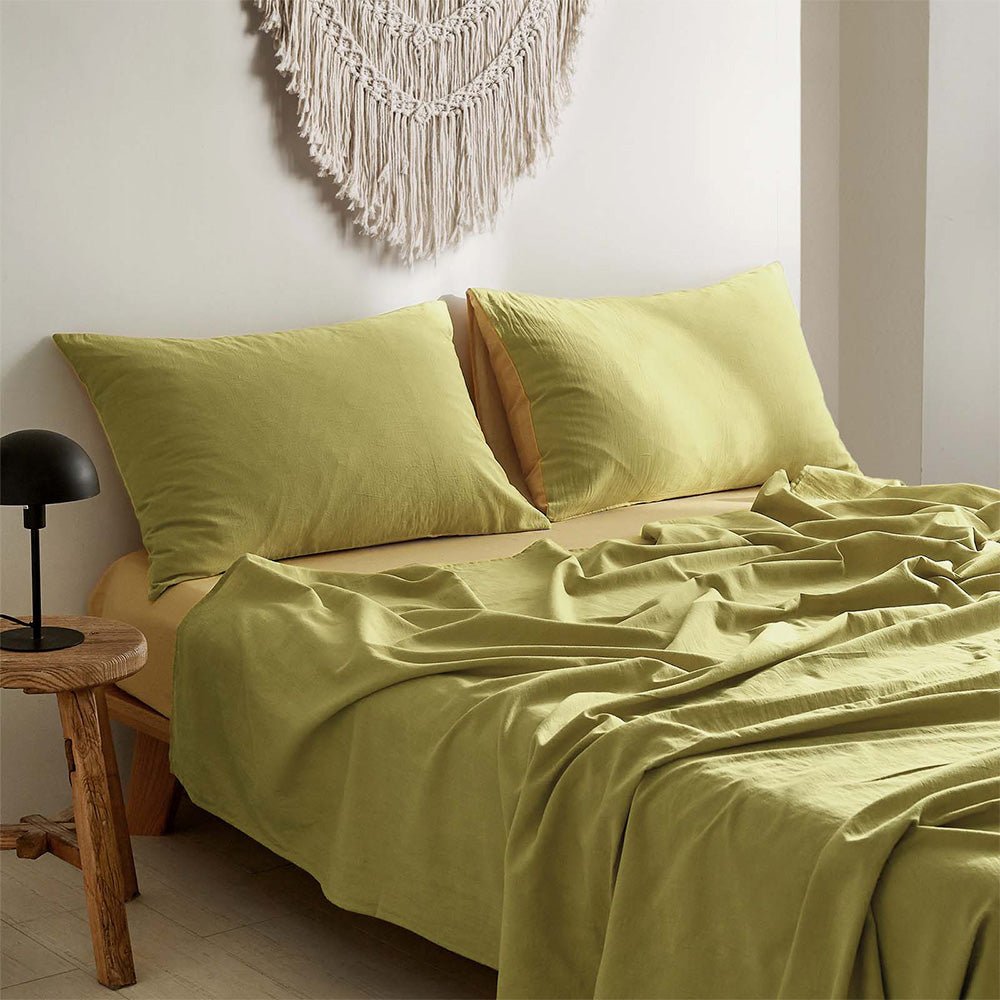 Deluxe Sheet Set Bed Sheets Set Single Flat Cover Pillow Case Yellow Inspired - Bedzy Australia