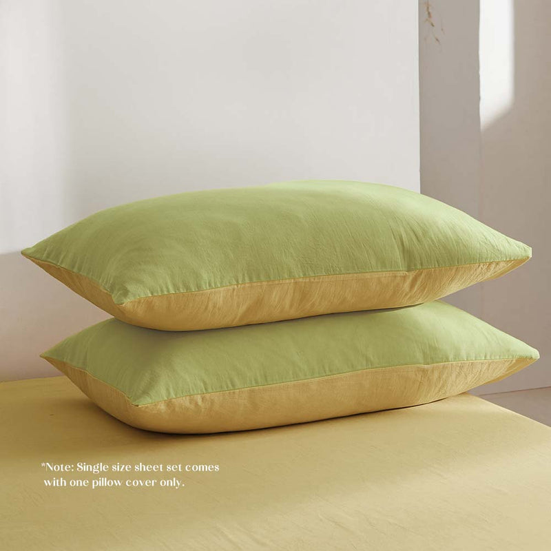 Deluxe Sheet Set Bed Sheets Set Single Flat Cover Pillow Case Yellow Inspired - Bedzy Australia