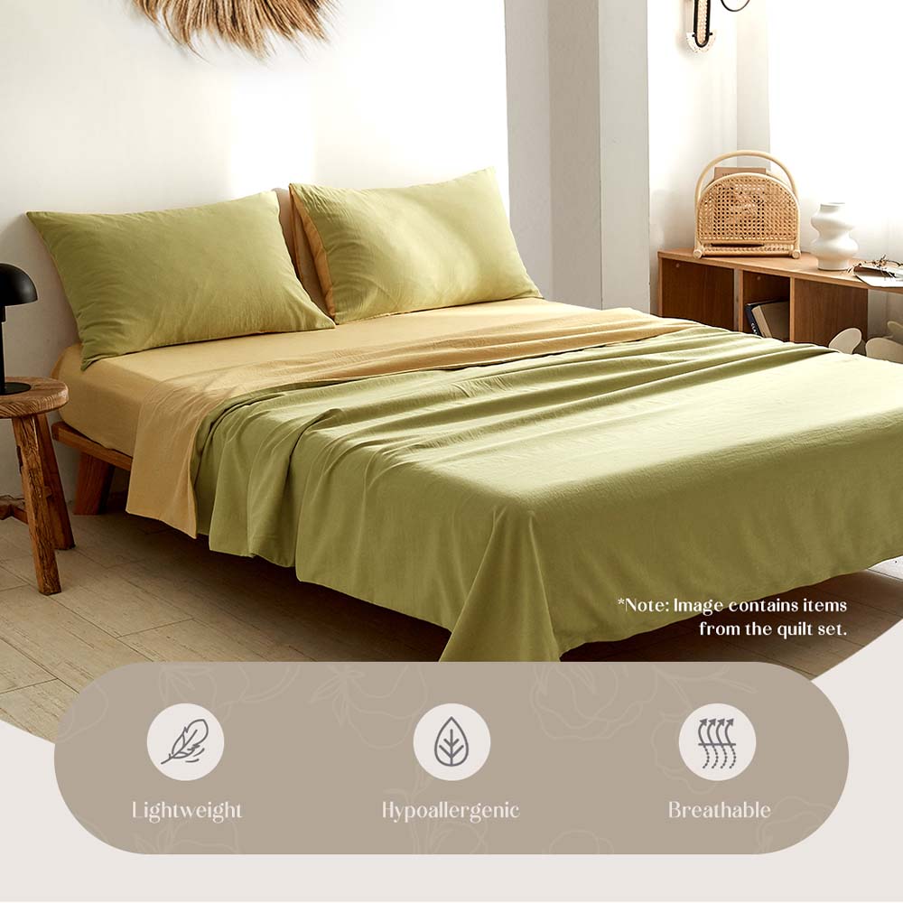 Deluxe Sheet Set Bed Sheets Set Single Flat Cover Pillow Case Yellow Inspired - Bedzy Australia