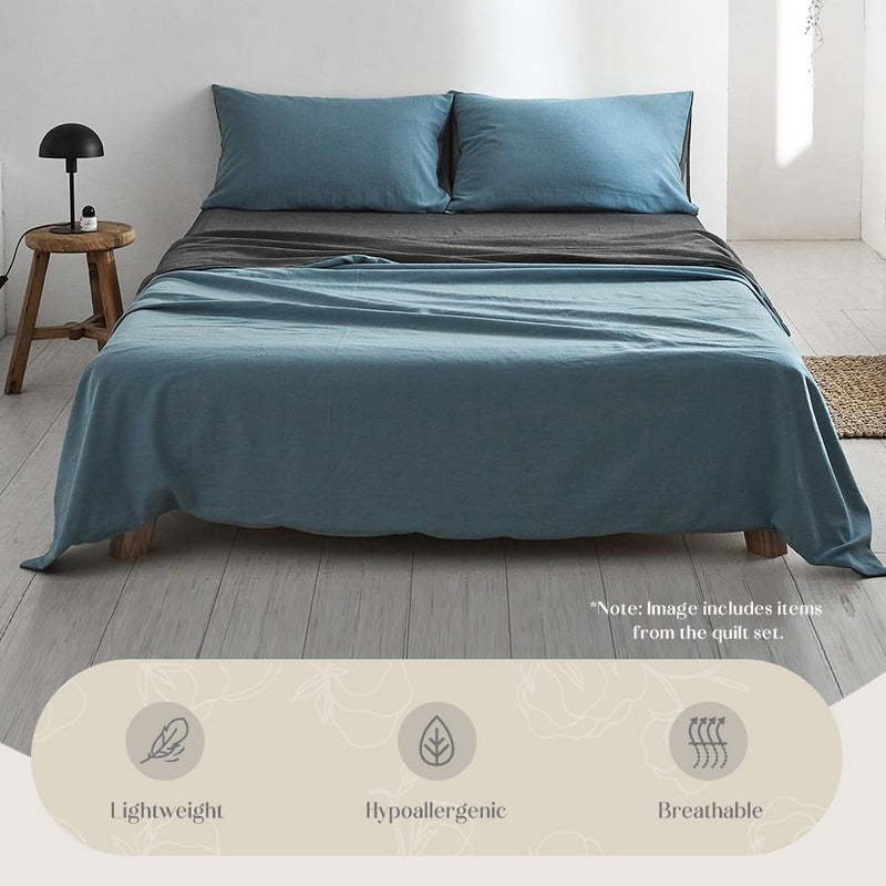 Cosy Club Sheet Set Cotton Sheets Double Blue Dark Blue - Bedzy Australia - Home & Garden > Bedding