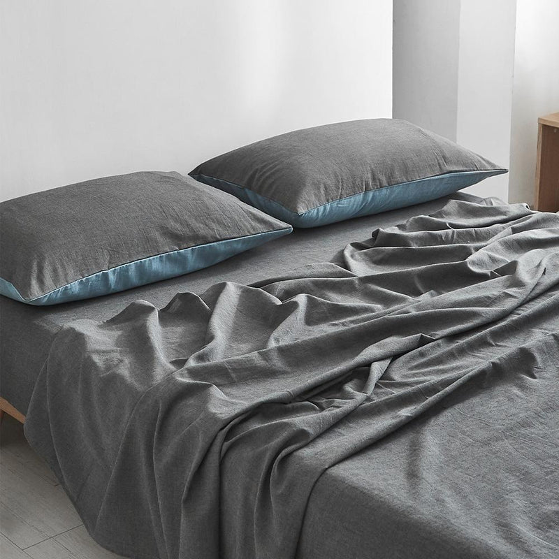 Cosy Club Sheet Set Cotton Sheets Double Blue Dark Blue - Bedzy Australia - Home & Garden > Bedding