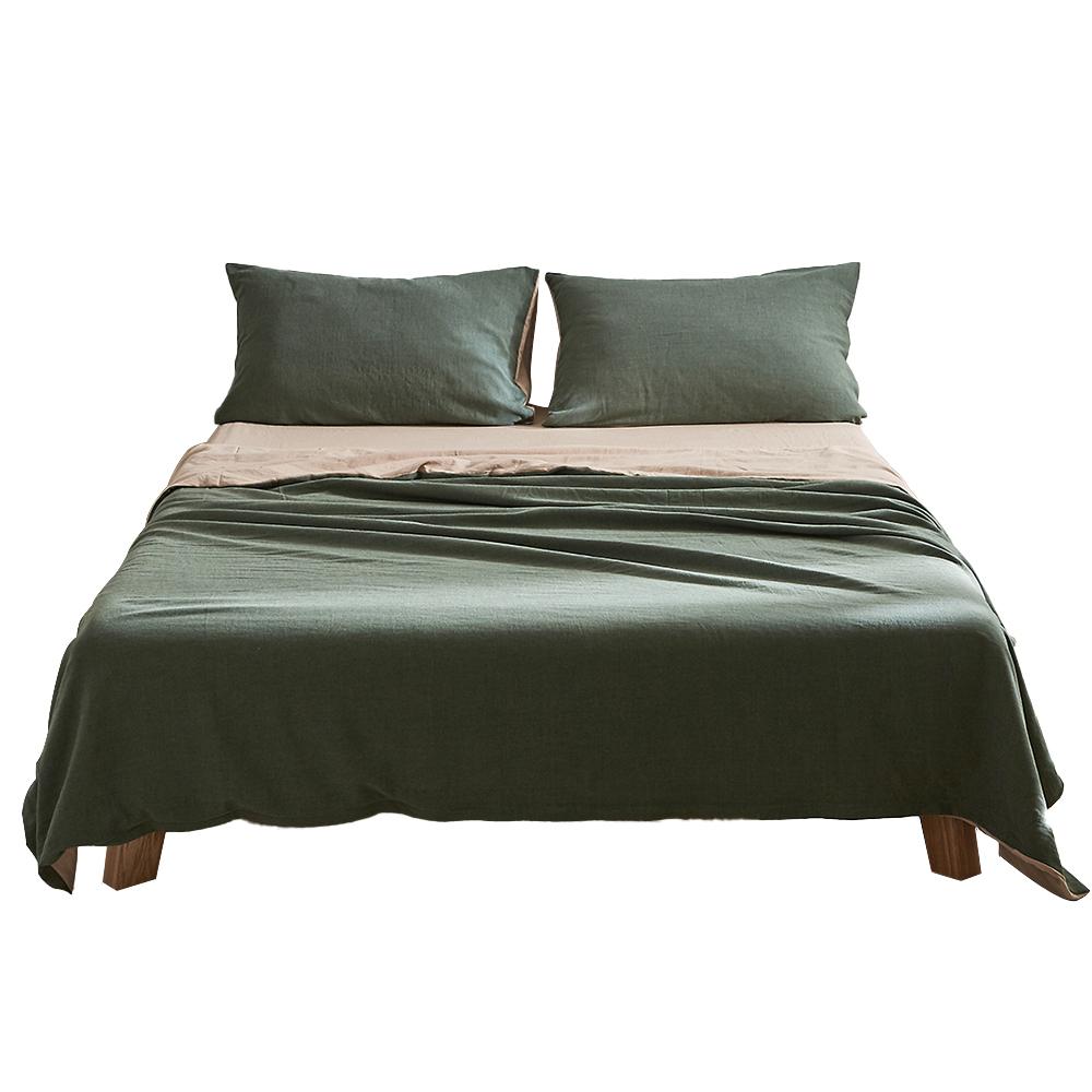 Deluxe Sheet Set Cotton Sheets Double Green Beige - Bedzy Australia