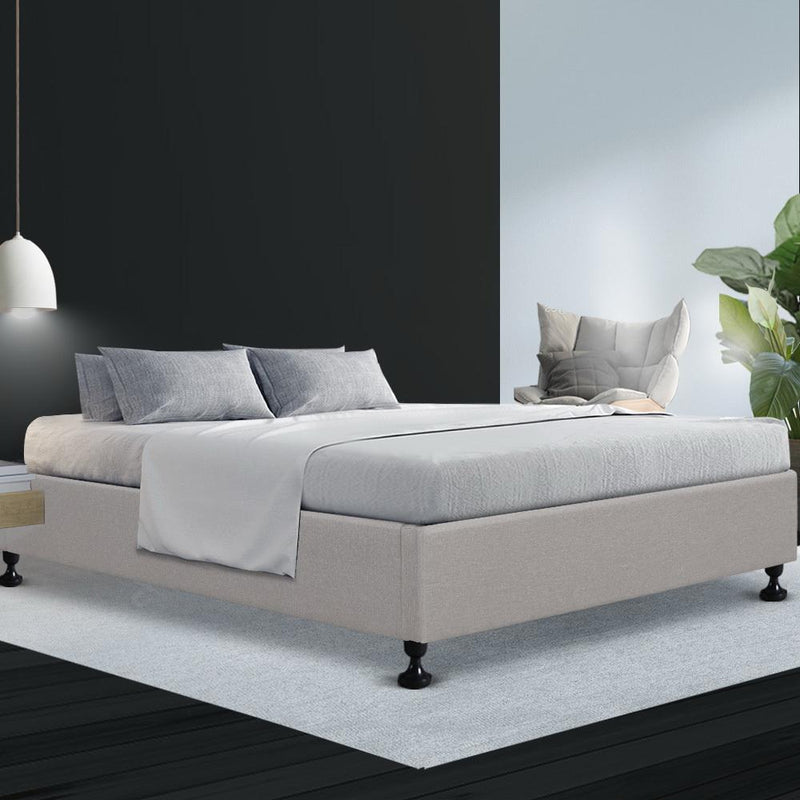 Cottesloe Queen Bed Frame Beige - Bedzy Australia - Furniture > Bedroom
