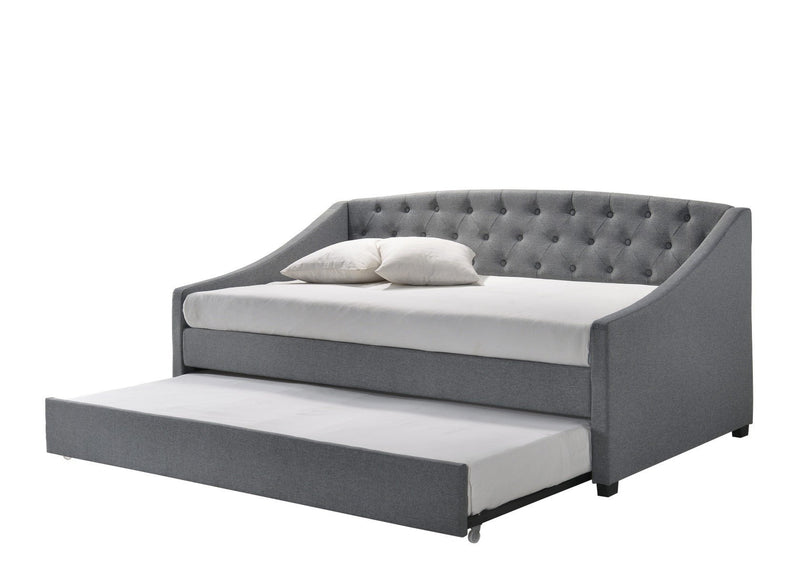 Daybed with trundle bed frame fabric upholstery - grey - Bedzy Australia