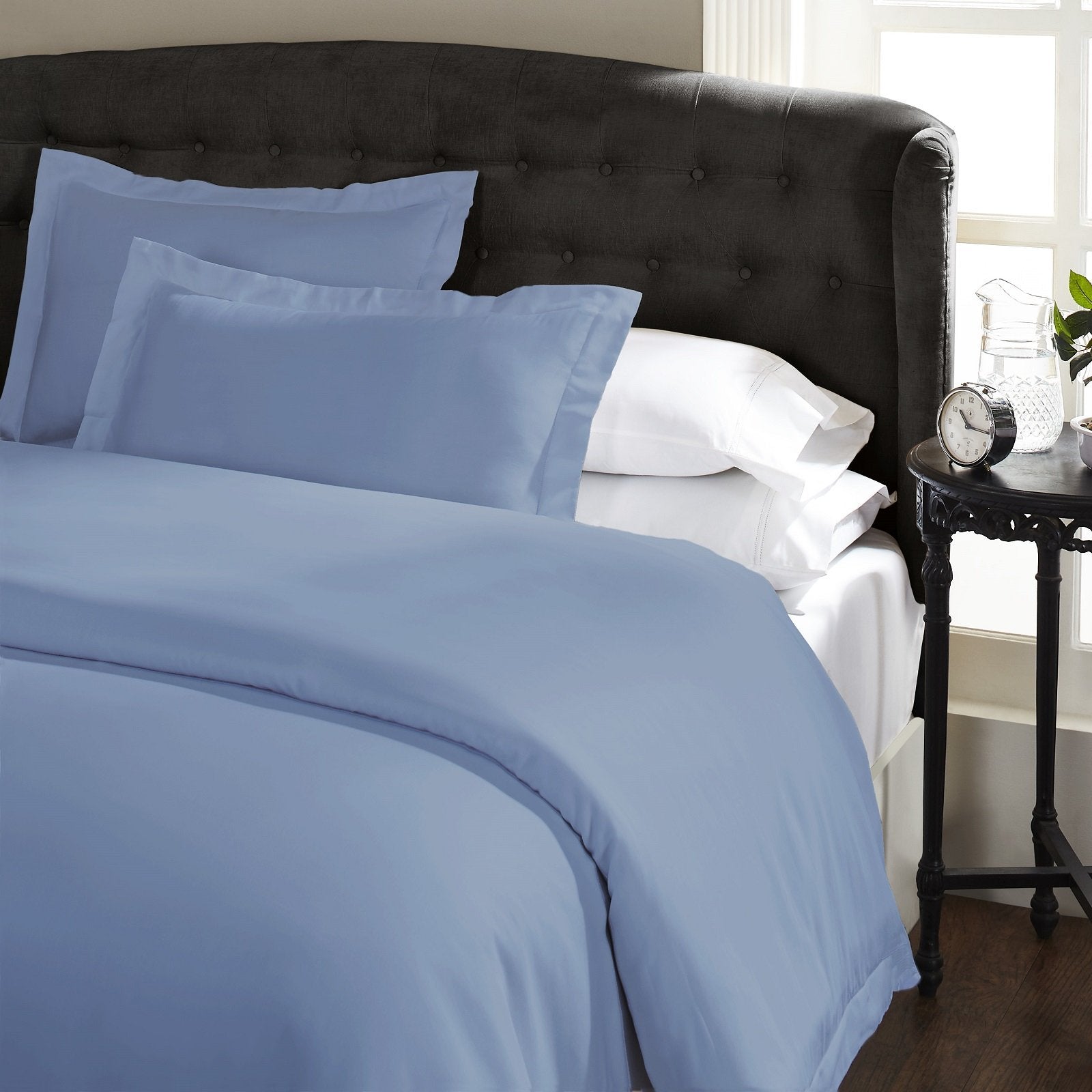 Ddecor Home 1000 Thread Count Quilt Cover Set Cotton Blend Classic Hotel Style King Blue Fog - Bedzy Australia