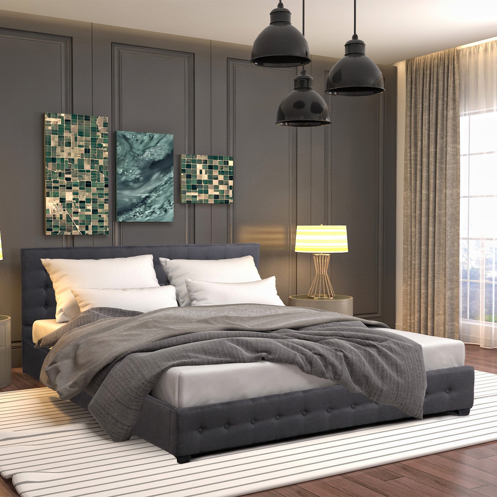 Decor Eden Gas Lift Bed - Dark Grey - King Single - Home & Garden - Bedzy Australia