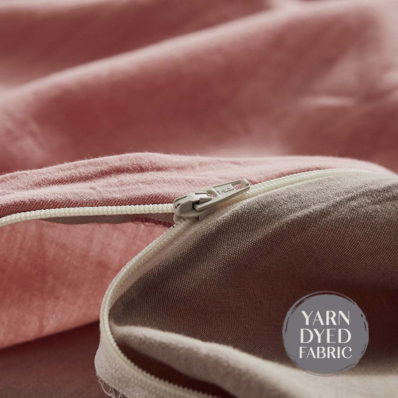 Deluxe Washed Cotton Quilt Set Pink Brown Double - Bedzy Australia (ABN 18 642 972 209) - Home & Garden > Bedding