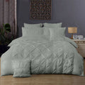 Diamond Pintuck Double Size Grey Duvet Doona Quilt Cover Set