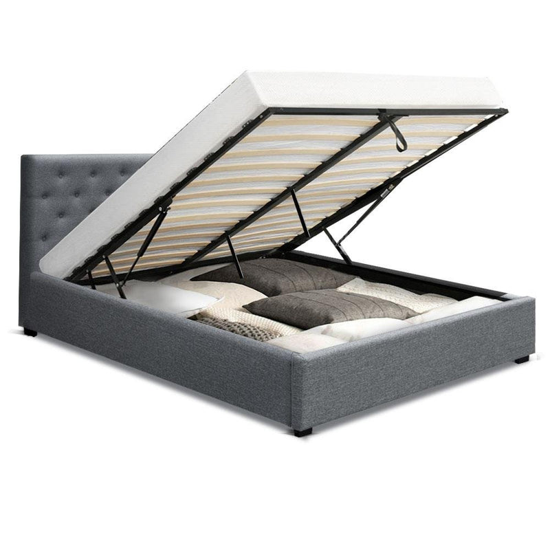 Dorilla Storage Double Bed Frame Grey - Bedzy Australia