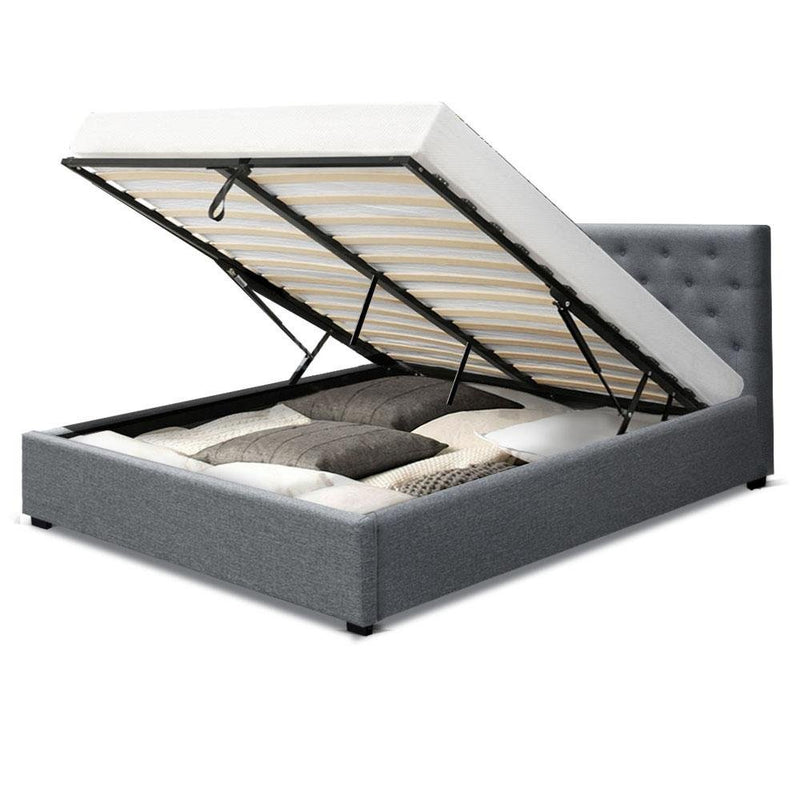 Dorilla Storage Double Bed Frame Grey - Bedzy Australia