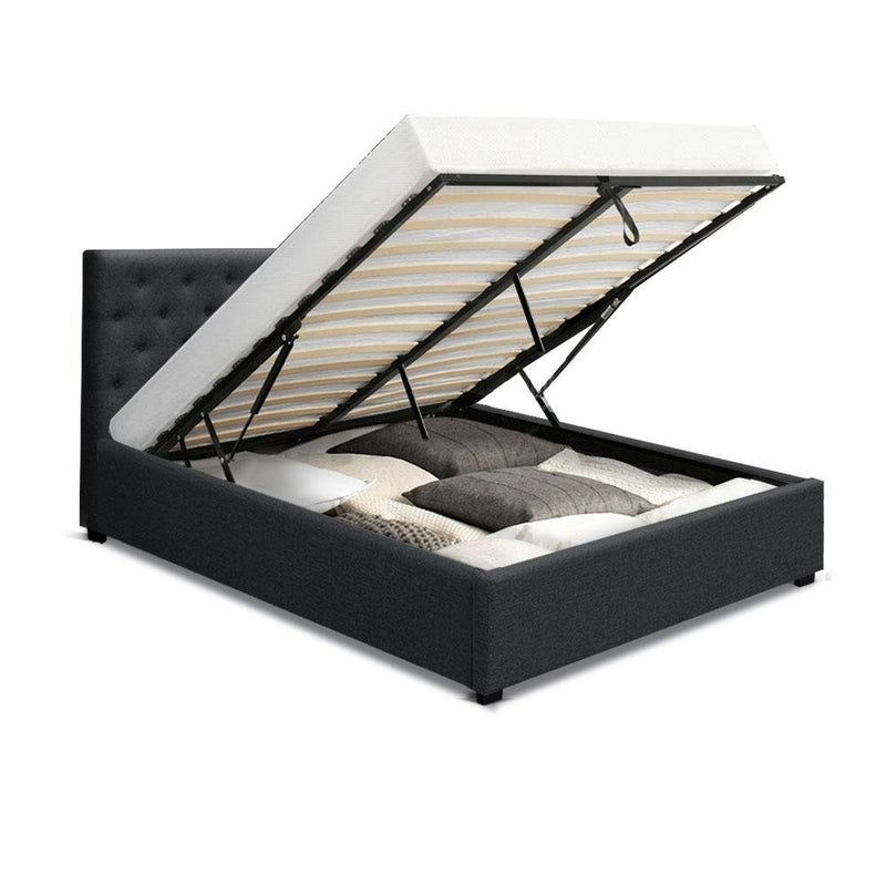 Dorilla Storage Queen Bed Frame Charcoal - Bedzy Australia