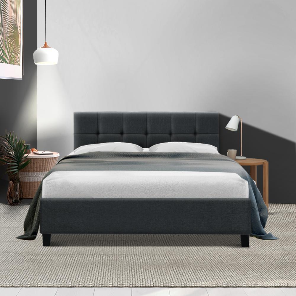 Double Package | Agnes Bed Charcoal & Glay Bonnell Spring Mattress (Medium Firm) - Bedzy Australia