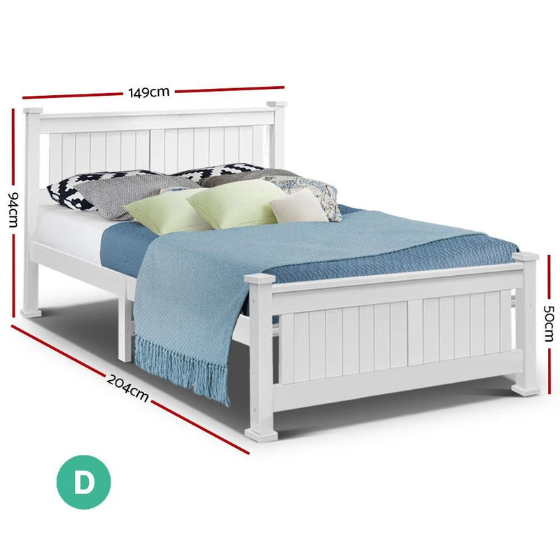 Double Package | Airlie Bed White & Normay Series Pillow Top Mattress (Medium Firm) - Bedzy Australia - Furniture > Bedroom