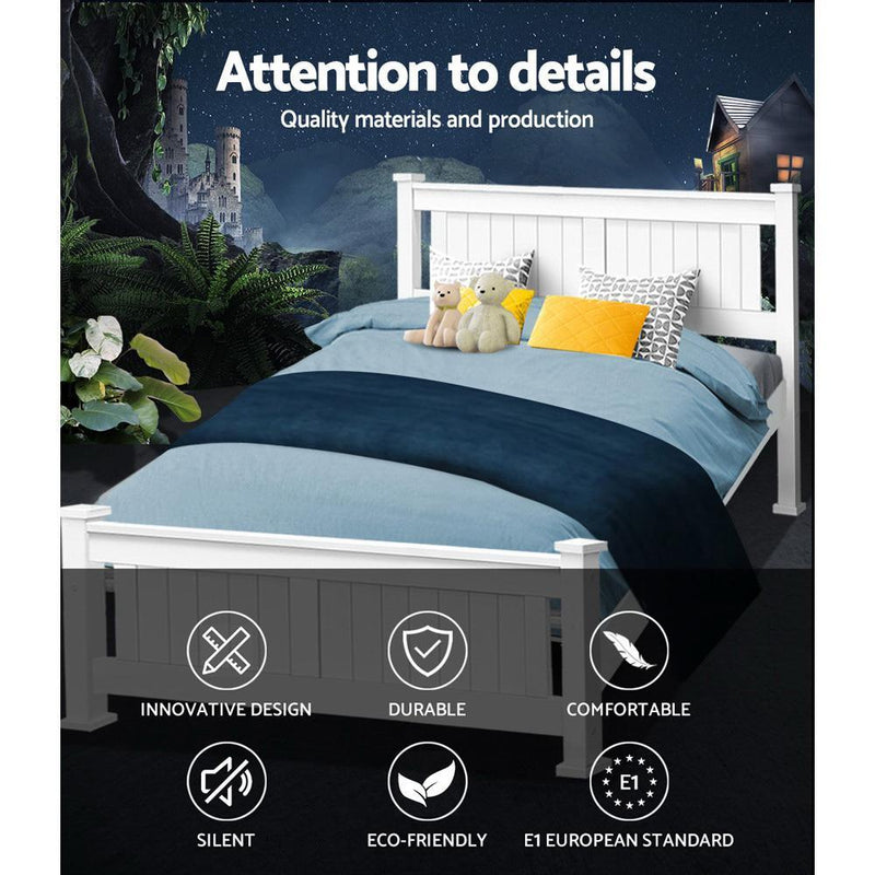 Double Package | Airlie Bed White & Normay Series Pillow Top Mattress (Medium Firm) - Bedzy Australia - Furniture > Bedroom