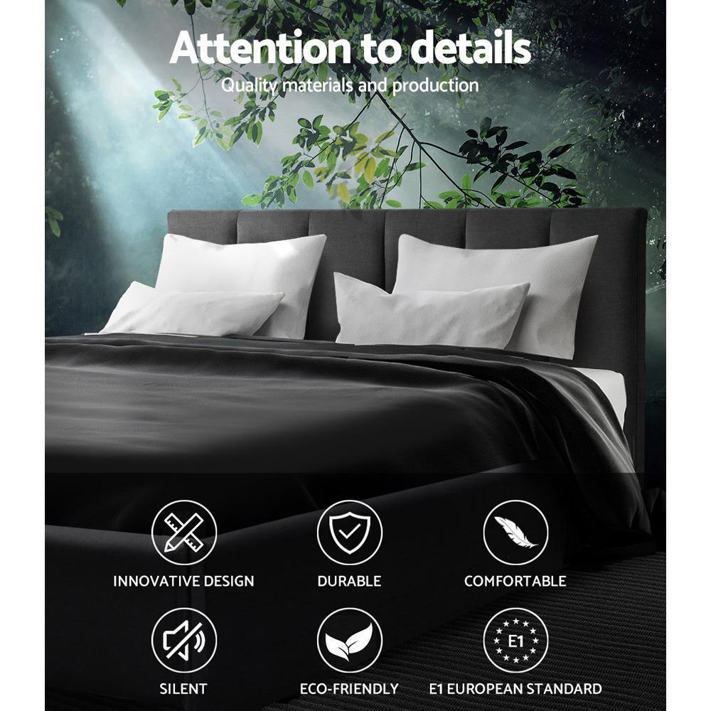 Double Package | Alma Bed Charcoal & Glay Bonnell Spring Mattress (Medium Firm) - Bedzy Australia