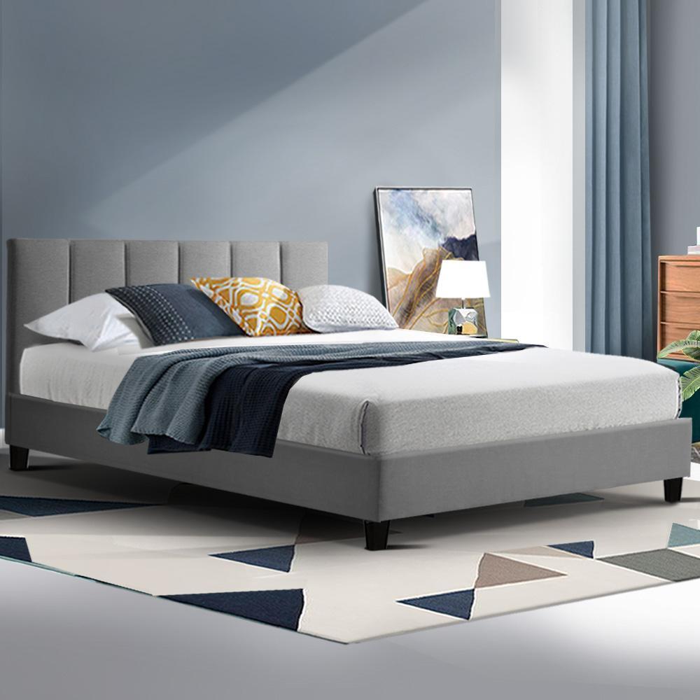 Double Package | Alma Bed Grey & Glay Bonnell Spring Mattress (Medium Firm) - Bedzy Australia