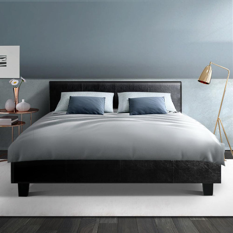 Double Package | Coogee Bed Black & Normay Series Pillow Top Mattress (Medium Firm) - Bedzy Australia