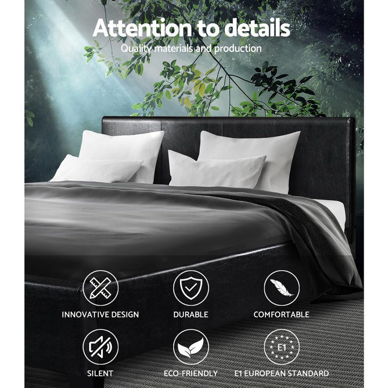 Double Package | Coogee Bed Black & Normay Series Pillow Top Mattress (Medium Firm) - Bedzy Australia - Furniture > Bedroom