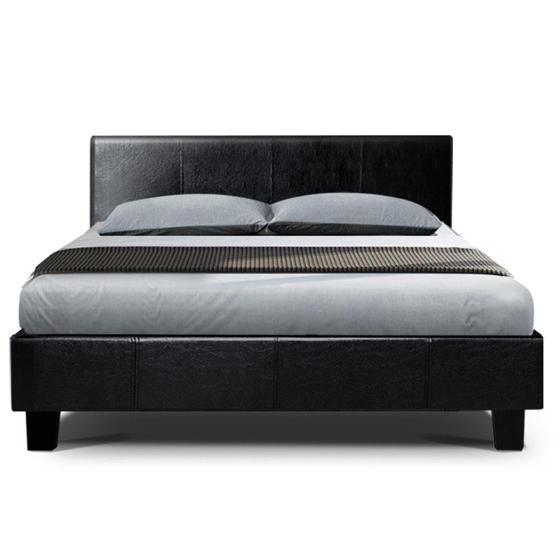 Double Package | Coogee Bed Black & Normay Series Pillow Top Mattress (Medium Firm) - Bedzy Australia