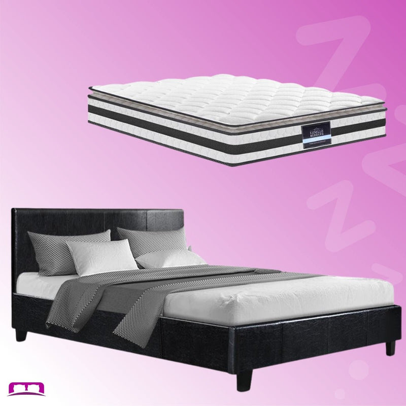 Double Package | Coogee Bed Black & Normay Series Pillow Top Mattress (Medium Firm) - Bedzy Australia (ABN 18 642 972 209) -