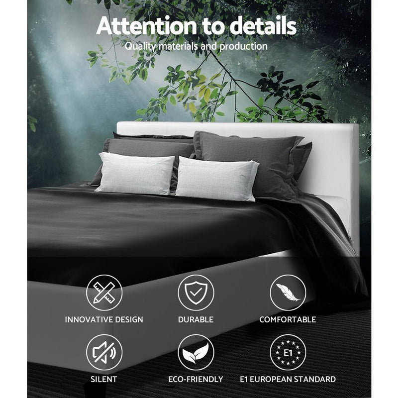 Double Package | Coogee Bed White & Normay Series Pillow Top Mattress (Medium Firm) - Bedzy Australia - Furniture > Bedroom