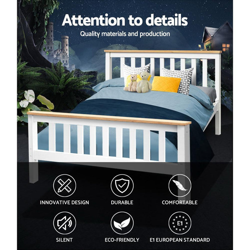 Double Package | Kewarra Bed White & Normay Series Pillow Top Mattress (Medium Firm) - Bedzy Australia - Furniture > Bedroom
