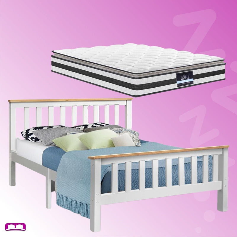 Double Package | Kewarra Bed White & Normay Series Pillow Top Mattress (Medium Firm) - Bedzy Australia