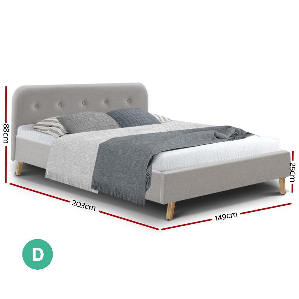 Double Package | Tarcoola Bed Beige & Glay Bonnell Spring Mattress (Medium Firm) - Bedzy Australia