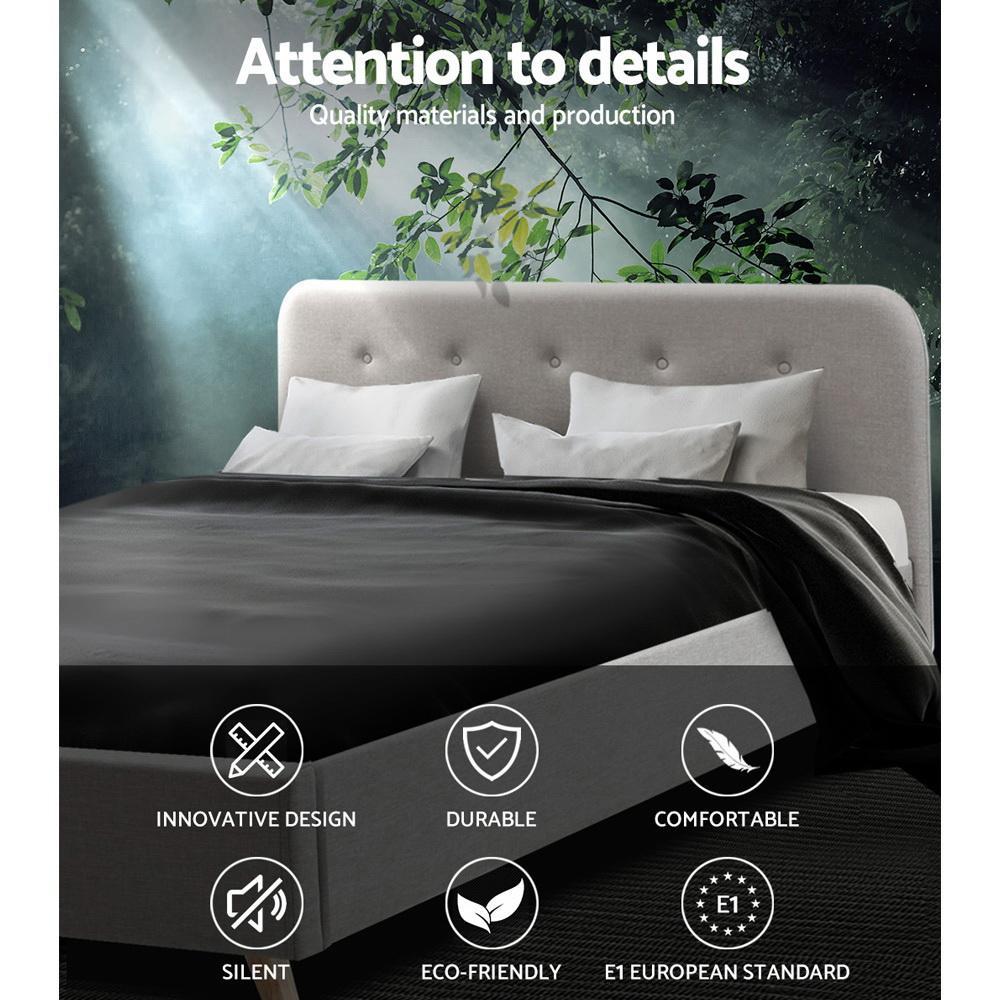 Double Package | Tarcoola Bed Beige & Glay Bonnell Spring Mattress (Medium Firm) - Bedzy Australia