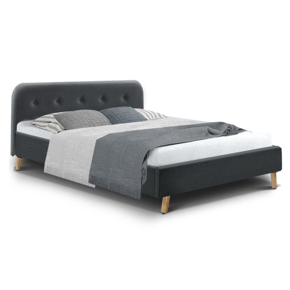 Double Package | Tarcoola Bed Charcoal & Glay Bonnell Spring Mattress (Medium Firm) - Bedzy Australia