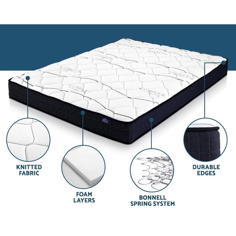 Double Package | Ted Metal Bed Black & Glay Bonnell Spring Mattress (Medium Firm) - Bedzy Australia (ABN 18 642 972 209) - Cheap affordable bedroom furniture shop near me Australia