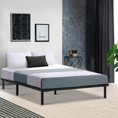 Double Package | Ted Metal Bed Black & Glay Bonnell Spring Mattress (Medium Firm) - Bedzy Australia
