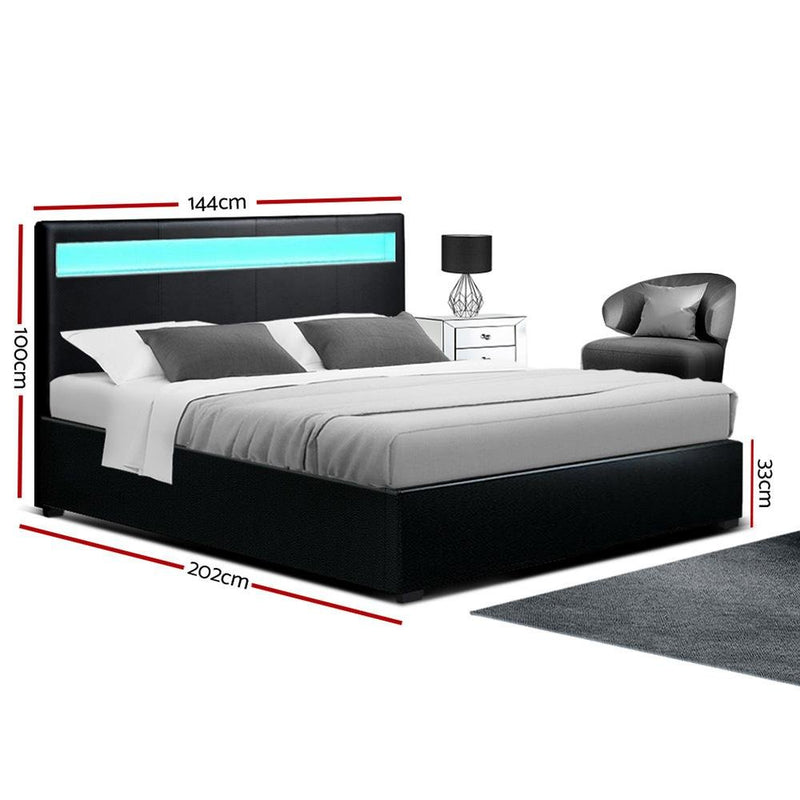 Double Package | Wanda LED Bed Black & Normay Series Pillow Top Mattress (Medium Firm) - Bedzy Australia - Furniture > Bedroom