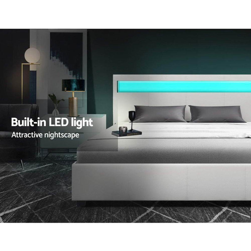 Double Package | Wanda LED Bed White & Normay Series Pillow Top Mattress (Medium Firm) - Bedzy Australia - Furniture > Bedroom