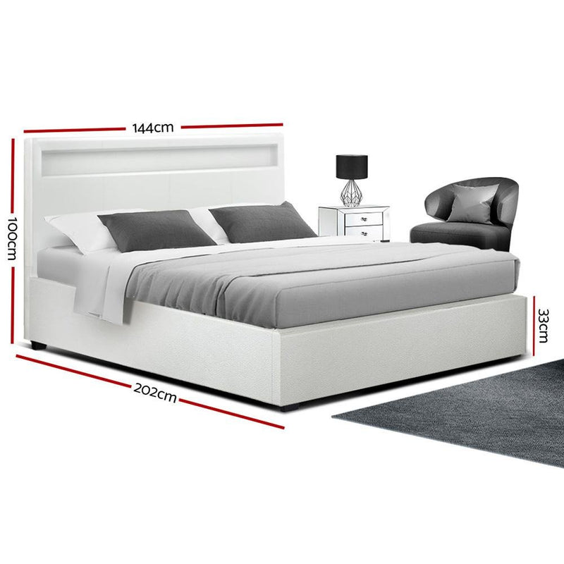 Double Package | Wanda LED Bed White & Normay Series Pillow Top Mattress (Medium Firm) - Bedzy Australia