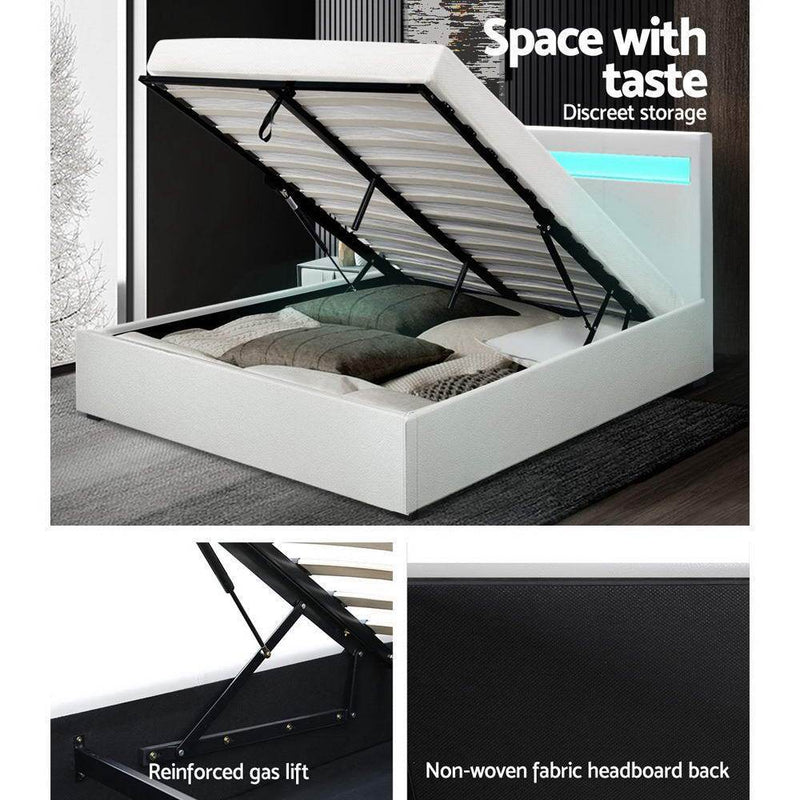Double Package | Wanda LED Bed White & Normay Series Pillow Top Mattress (Medium Firm) - Bedzy Australia - Furniture > Bedroom