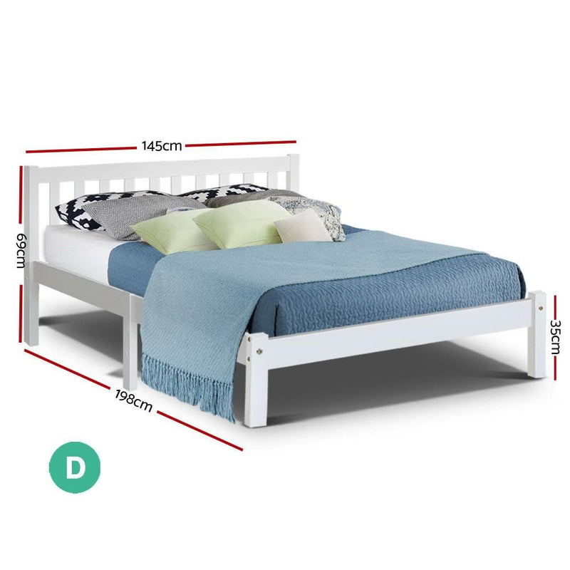Double Package | Whitehaven Bed White & Normay Series Pillow Top Mattress (Medium Firm) - Bedzy Australia - Furniture > Bedroom