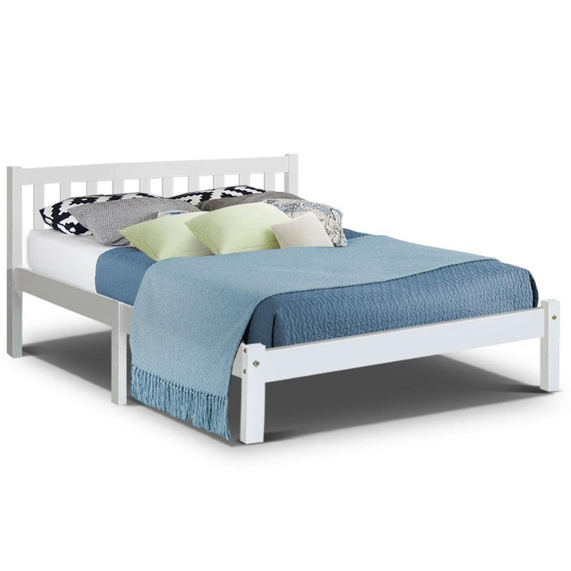 Double Package | Whitehaven Bed White & Normay Series Pillow Top Mattress (Medium Firm) - Bedzy Australia - Furniture > Bedroom