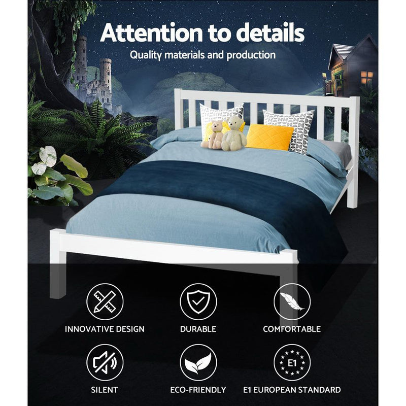 Double Package | Whitehaven Bed White & Normay Series Pillow Top Mattress (Medium Firm) - Bedzy Australia - Furniture > Bedroom