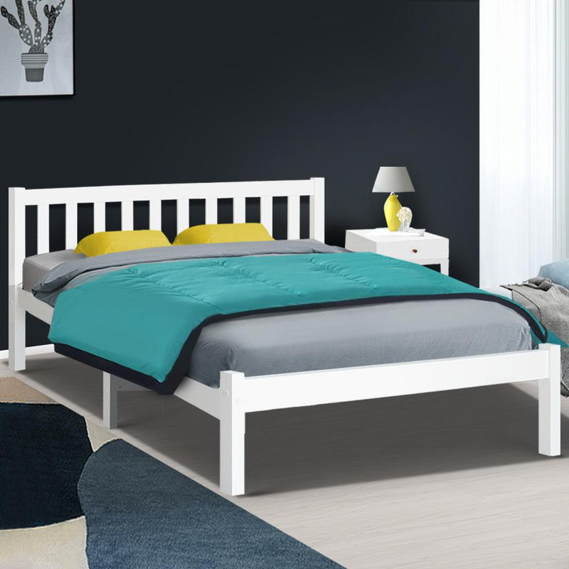 Double Package | Whitehaven Bed White & Normay Series Pillow Top Mattress (Medium Firm) - Bedzy Australia - Furniture > Bedroom