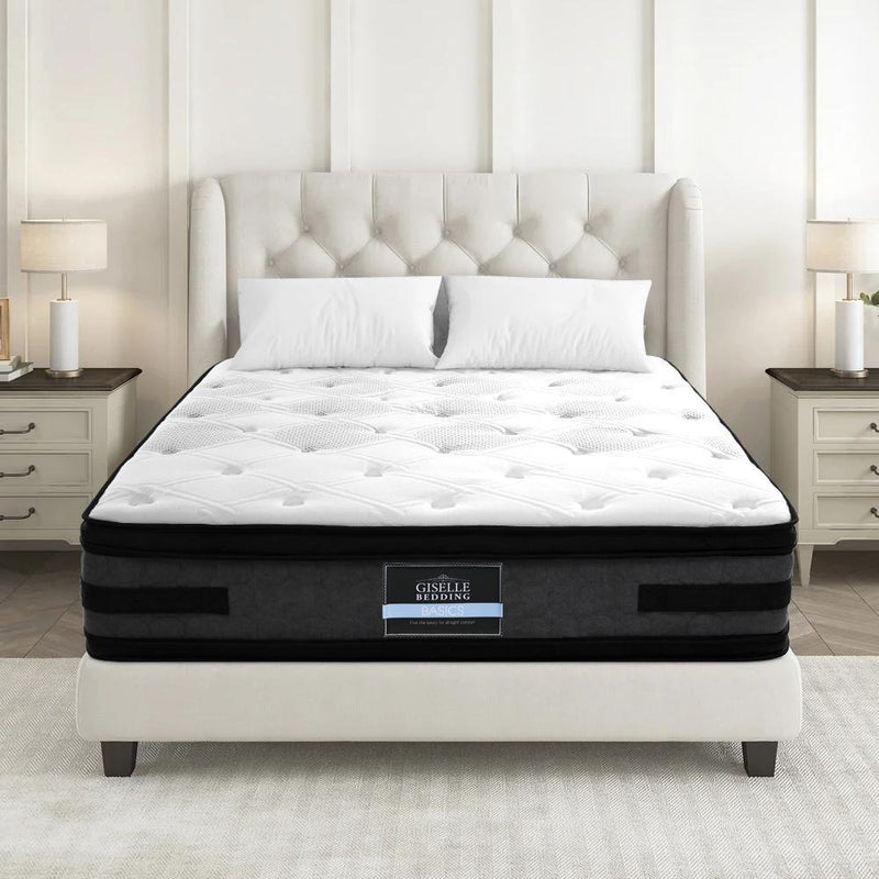 Double Premium Package | Henley LED Bed Black, Luna Series Euro Top Mattress (Medium Firm) & Bamboo Mattress Topper! - Bedzy Australia