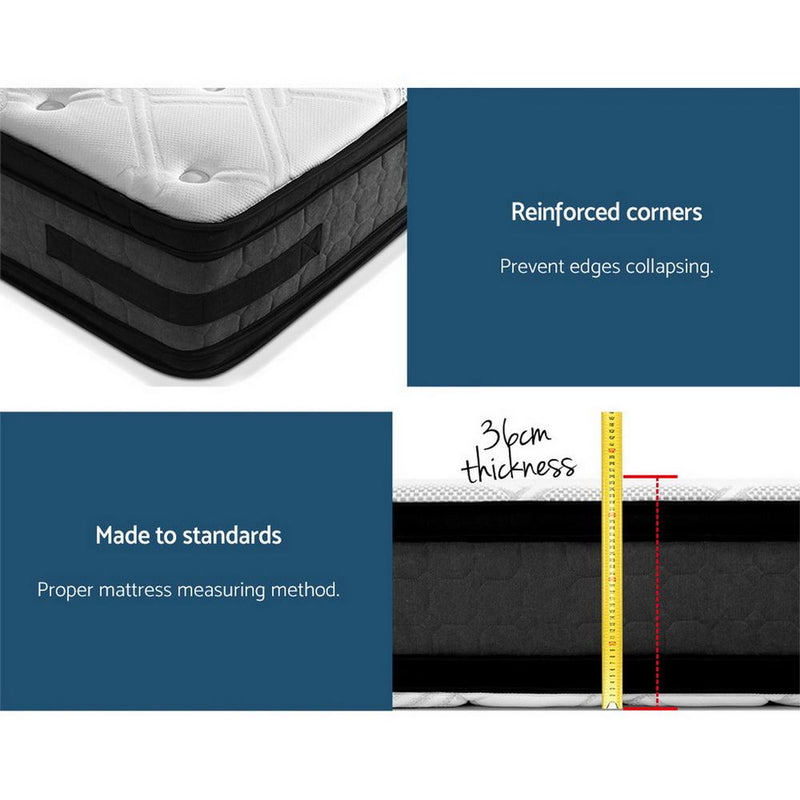 Double Premium Package | Henley LED Bed Black, Luna Series Euro Top Mattress (Medium Firm) & Bamboo Mattress Topper! - Bedzy Australia