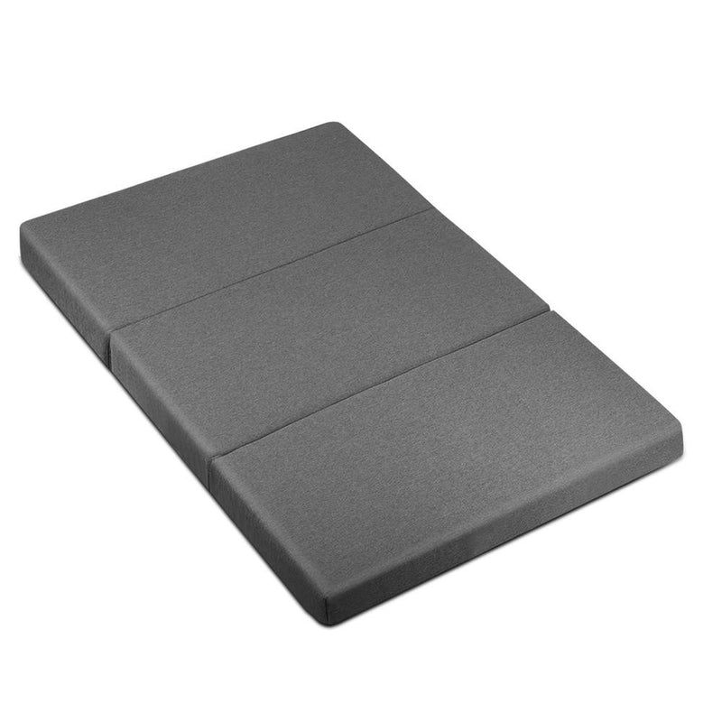 Double Size Folding Foam Mattress Portable Bed Mat Dark Grey - Bedzy Australia