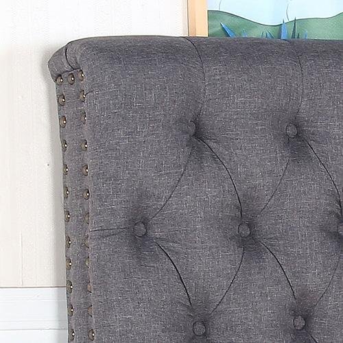 Bed Head Double Size French Provincial Headboard Upholsterd Fabric Charcoal - Bedzy Australia