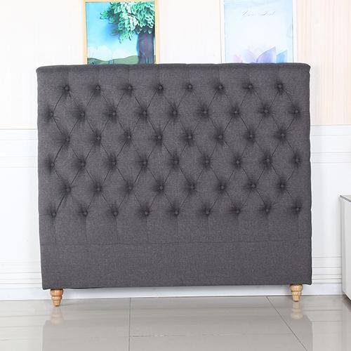 Bed Head Double Size French Provincial Headboard Upholsterd Fabric Charcoal - Bedzy Australia