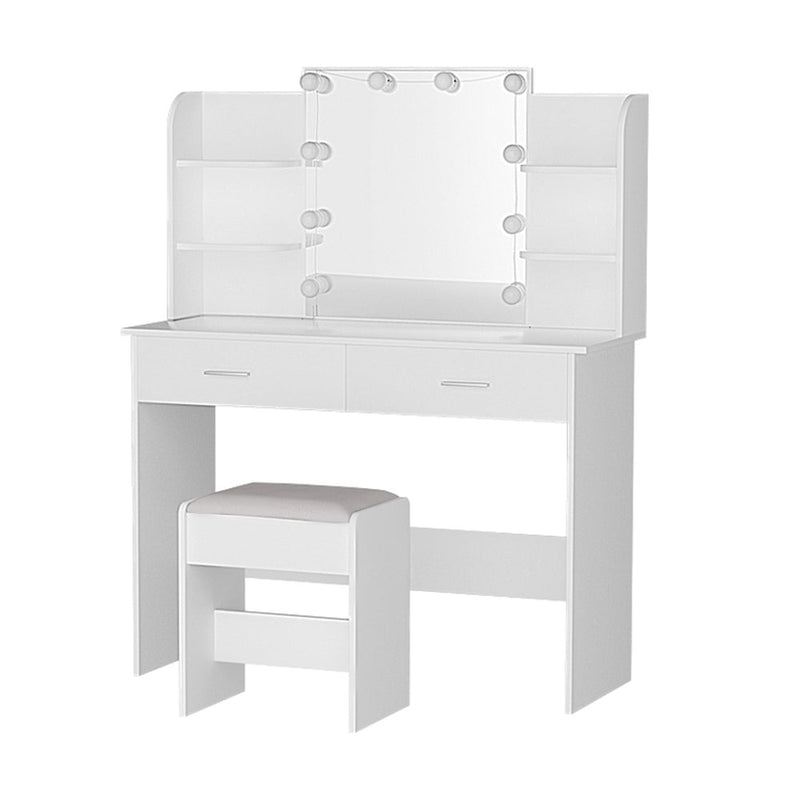 Dulcea LED Dressing Table Makeup Mirror and Stool Set White - Bedzy Australia (ABN 18 642 972 209) - Furniture > Bedroom - Cheap affordable bedroom furniture shop near me Australia