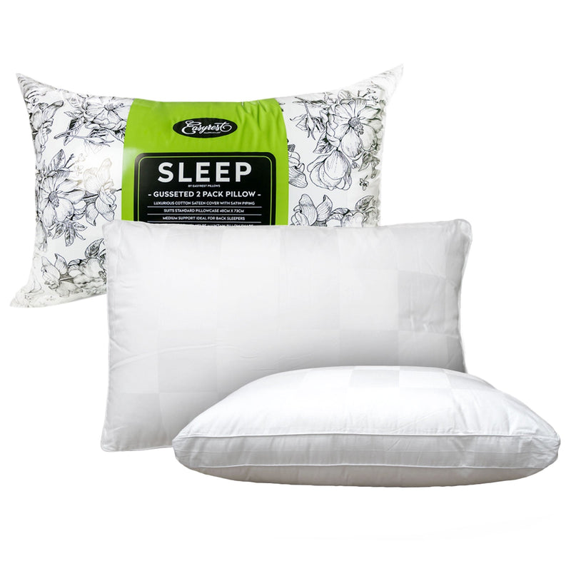 Easyrest Sleep Twin Pack Gusseted Medium Standard Pillows - Bedzy Australia (ABN 18 642 972 209) - Home & Garden > Bedding