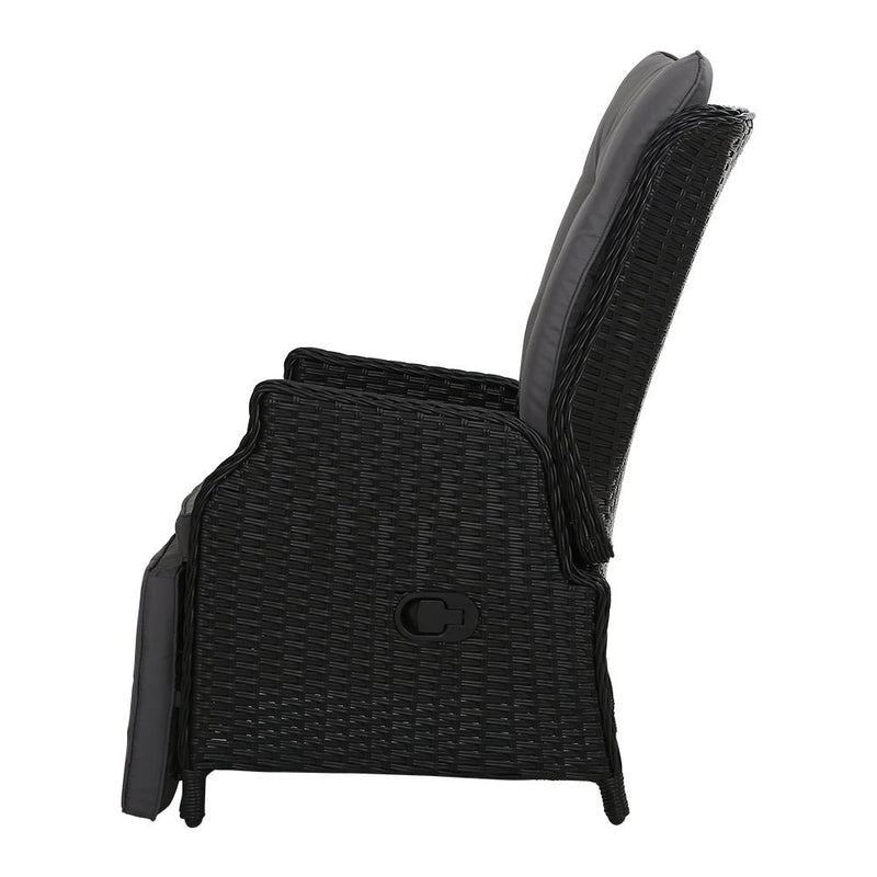 Elara Outdoor Recliner Patio Chair Black - Furniture > Outdoor - Bedzy Australia